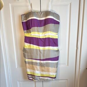 Beautiful Banana Republic Women’s Strapless Silk Dress Size 14 colorful stripes!